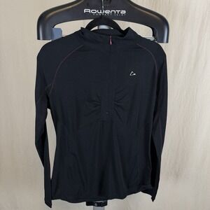 Paradox Pullover Womens LG Black Quarter Zip Thumbholes Wool Blend Base Top